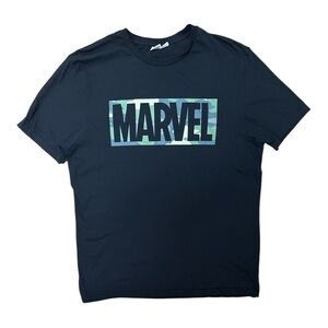 Marvel Black Short Sleeve Tee Classic Crew Neck